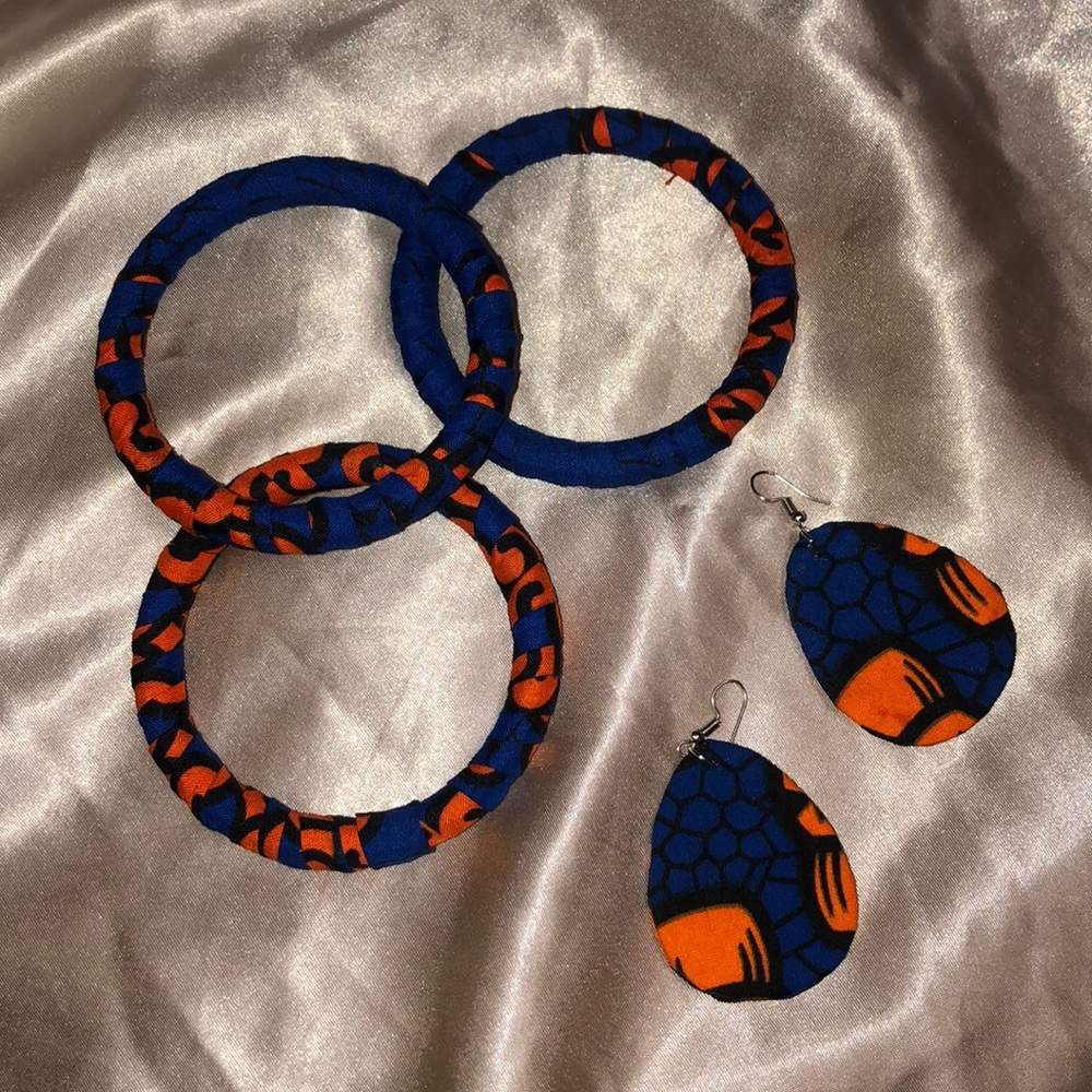 African Ankara earring & bracelet set